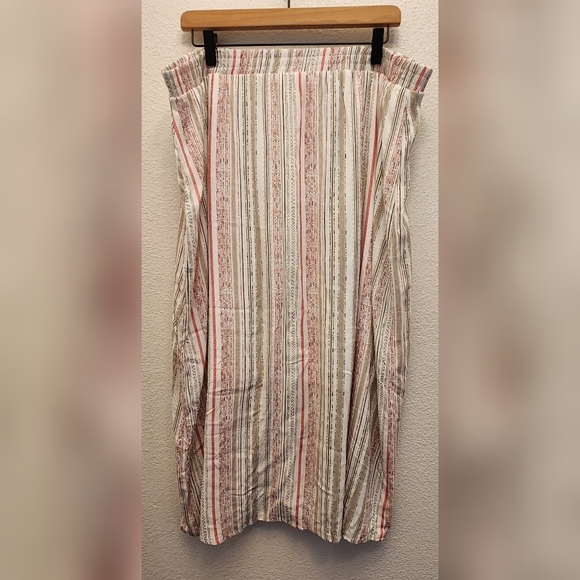 AB STUDIO Striped Button-Front Midi Skirt - Picture 4 of 6